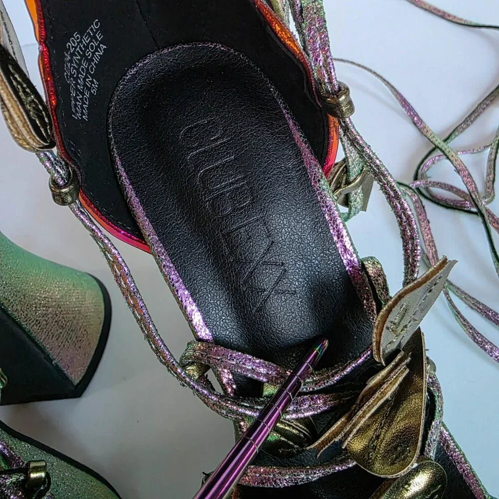 Club Exx Pixie Queen Butterfly Platform Heels Size 5 Iridescent‎ Rave Fairycore